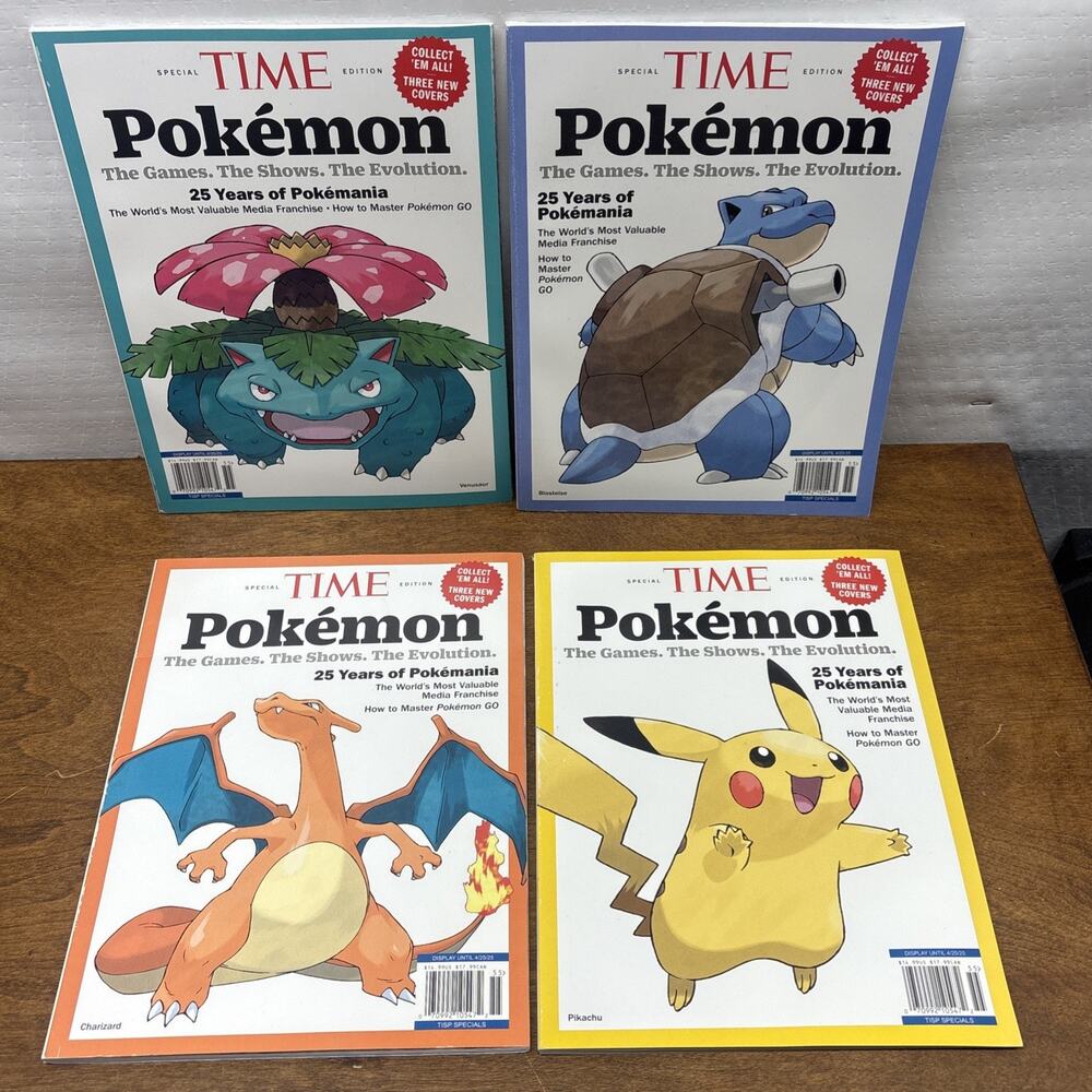 2024 TIME Pokémon Special Edition Issue Lot of 4 Magazines Charizard, Pikachu…